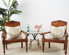 Pair of British Colonial Teak Plantation Chairs