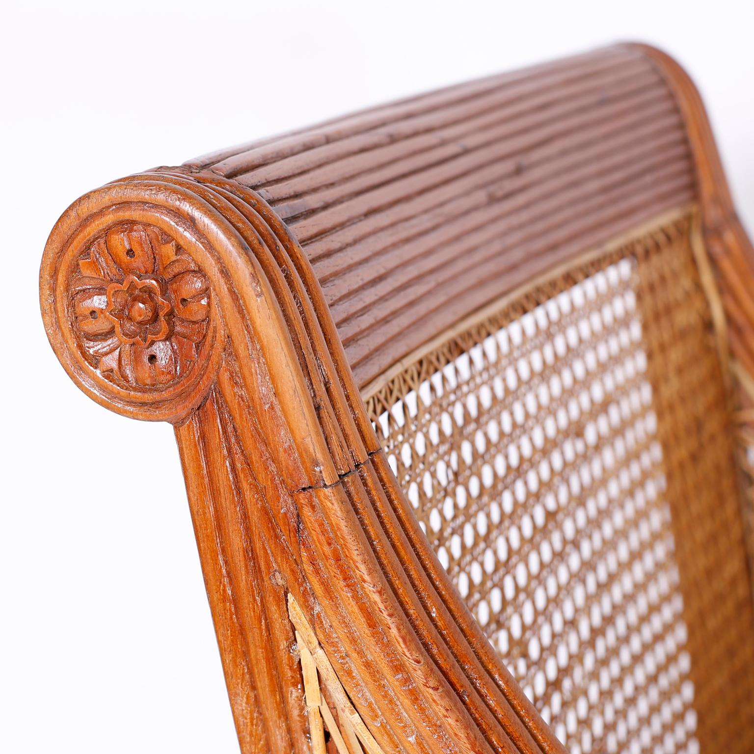 19th Century Pair of British Colonial Teak Wood Armchairs