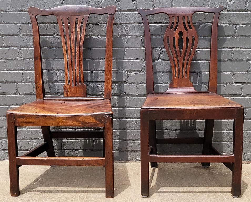 English Pair of British Country Squire's George II Side Chairs For Sale