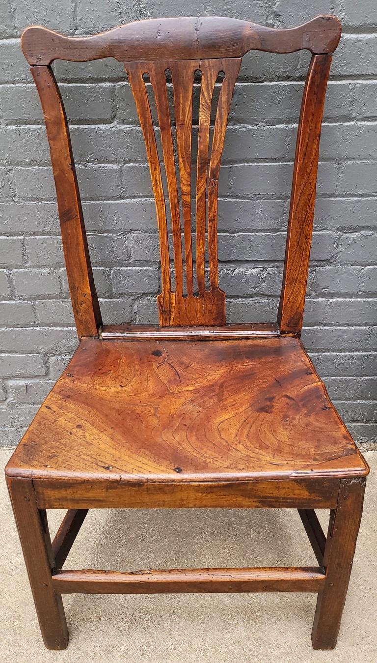 Hand-Crafted Pair of British Country Squire's George II Side Chairs For Sale