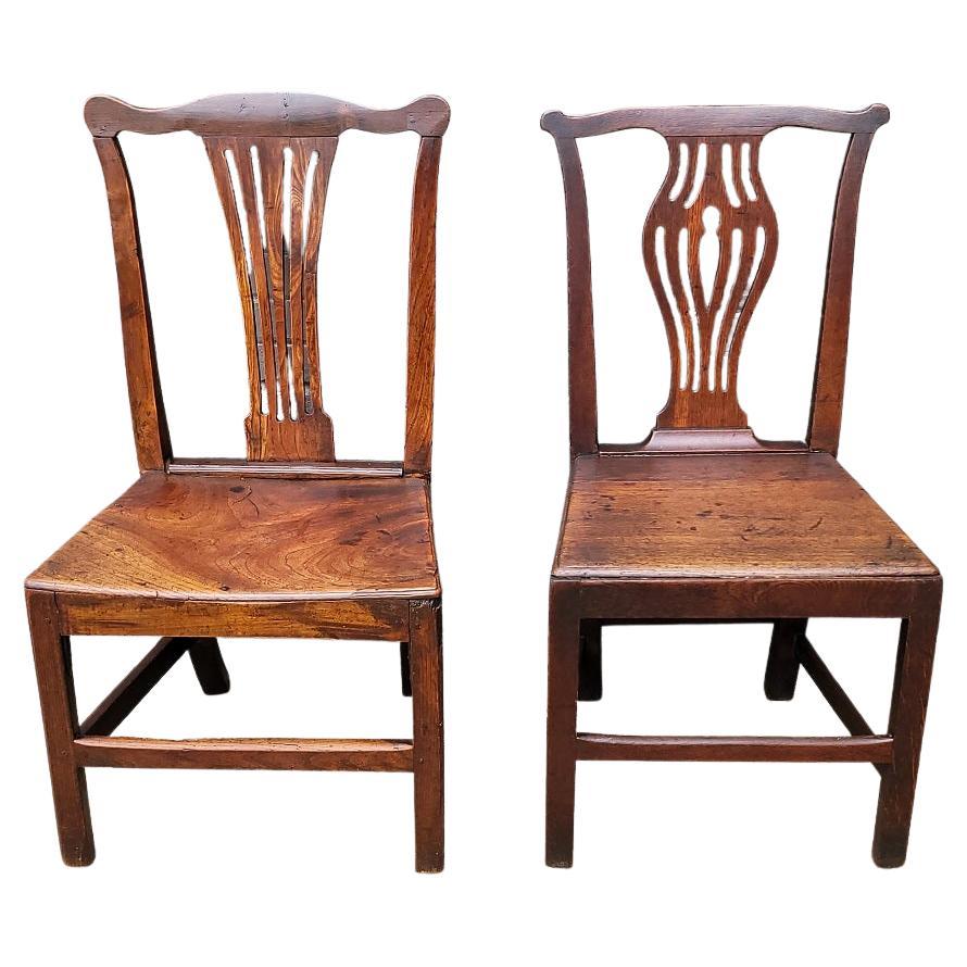 Pair of British Country Squire's George II Side Chairs For Sale