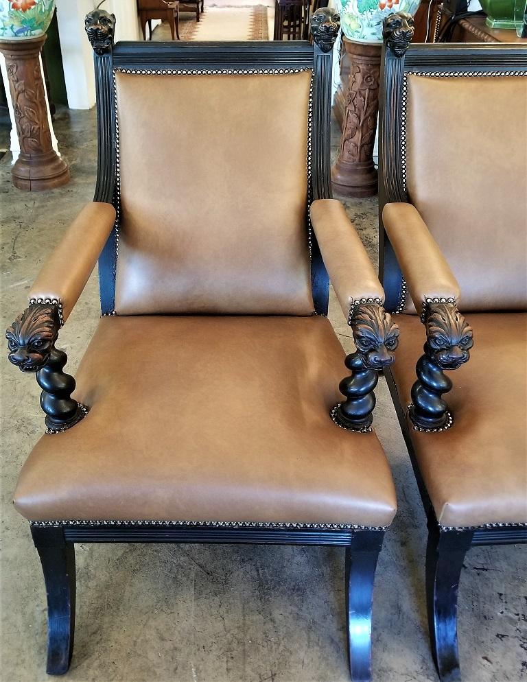 Pair of British Library Chairs with Lions Heads 5