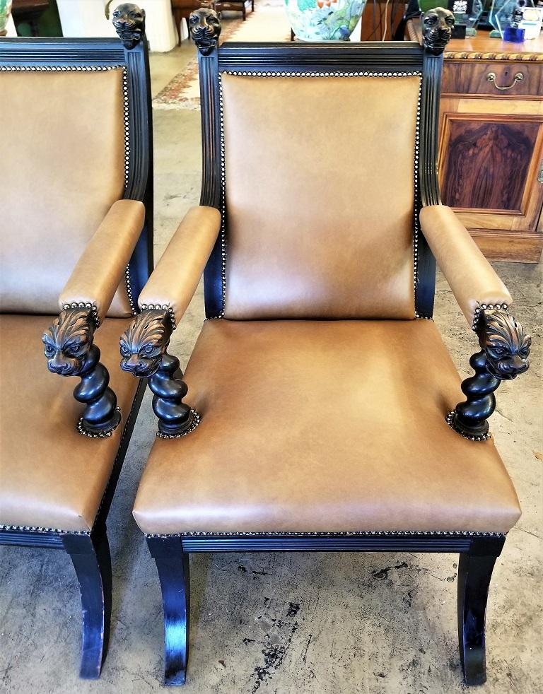 Pair of British Library Chairs with Lions Heads 6