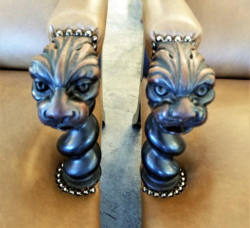 Pair of British Library Chairs with Lions Heads 8