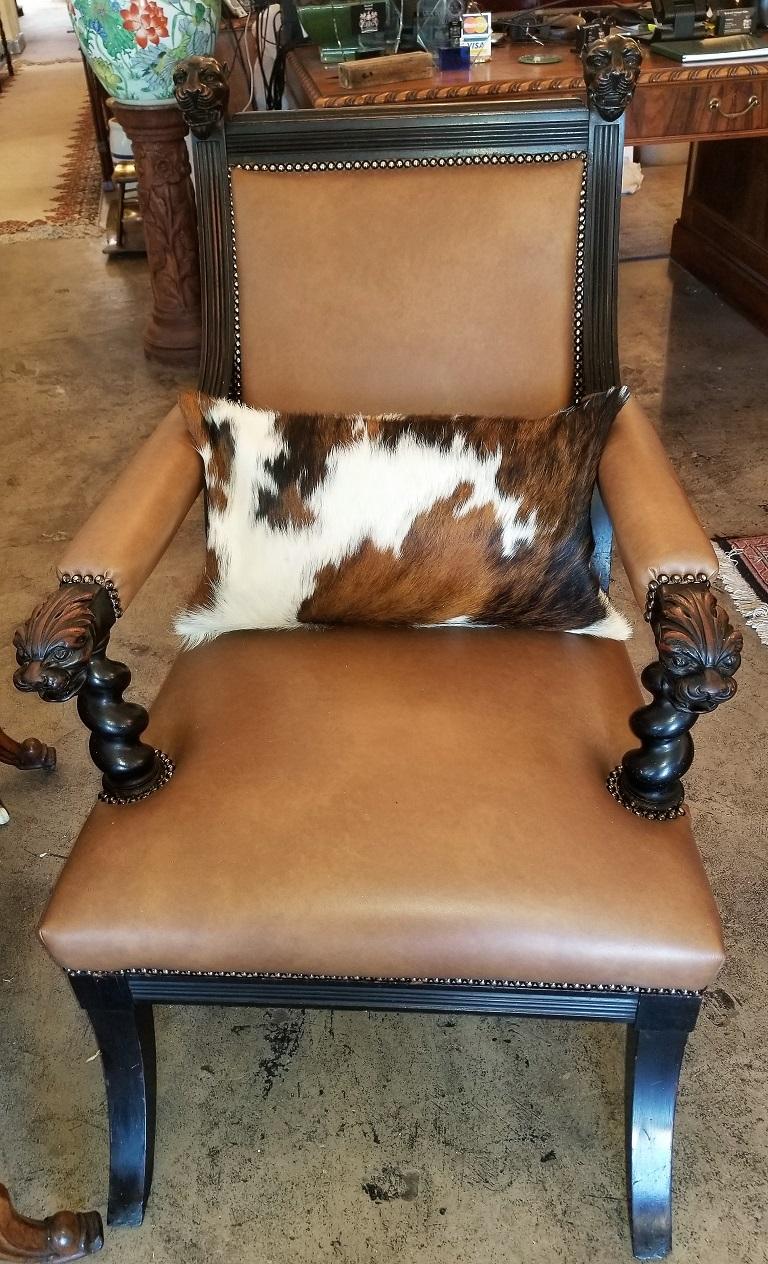 Pair of British Library Chairs with Lions Heads 10