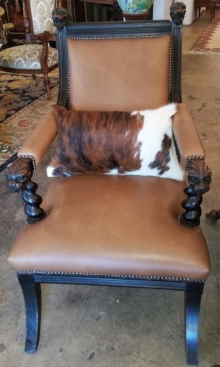 Pair of British Library Chairs with Lions Heads 11