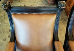 Pair of British Library Chairs with Lions Heads