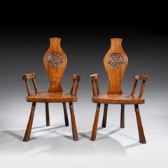 Pair of British Oak and Pollard Oak Jack Grimble Chairs
