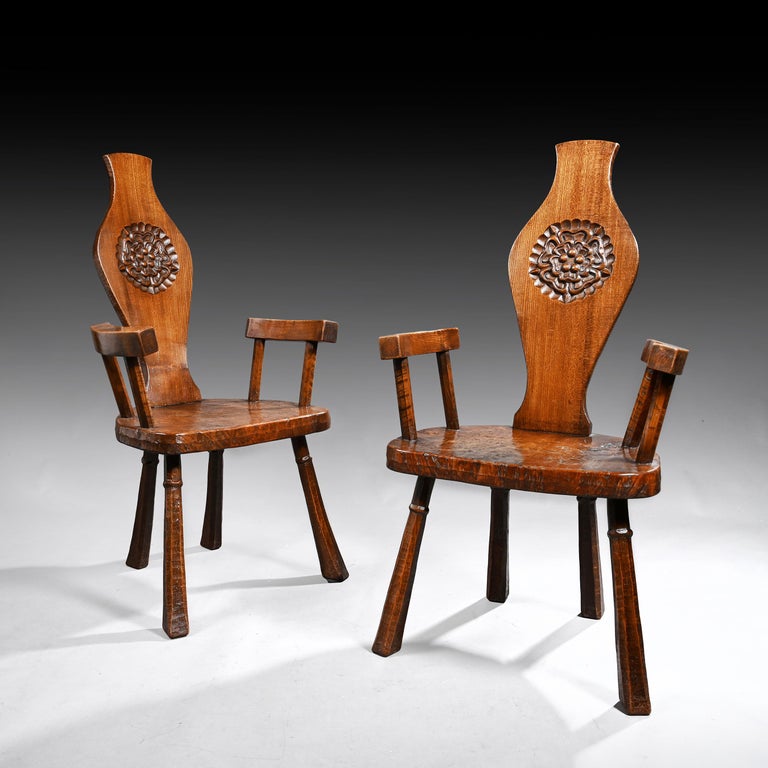 Pair of British Oak and Pollard Oak Jack Grimble Chairs at 1stDibs