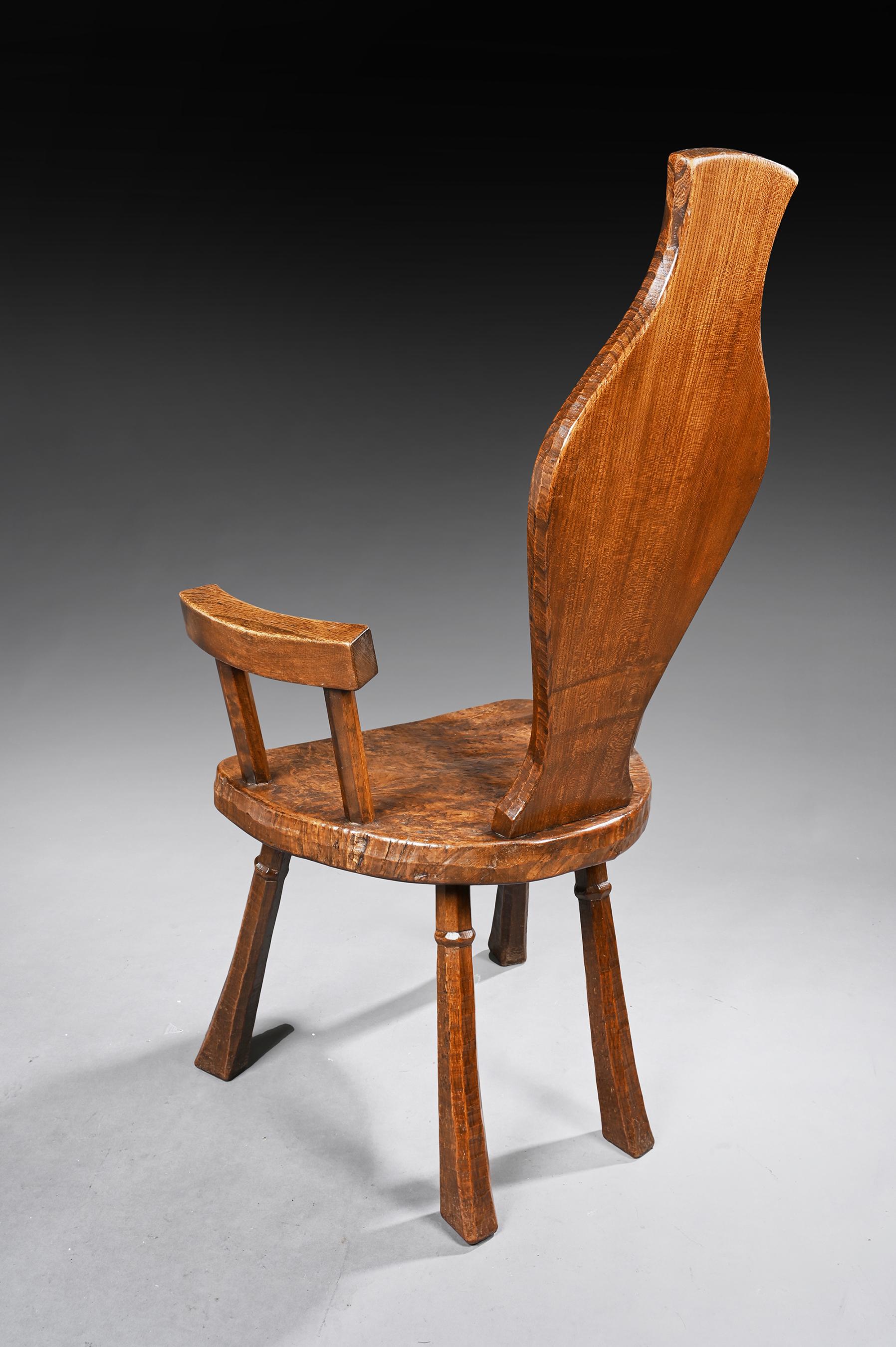 Primitive Pair of British Oak and Pollard Oak Jack Grimble Chairs