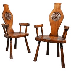 Pair of British Oak and Pollard Oak Jack Grimble Chairs