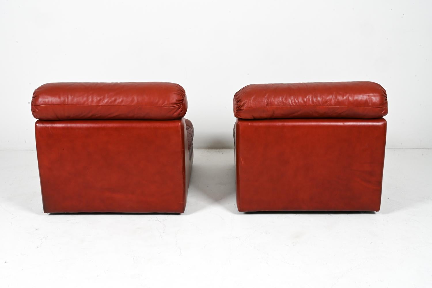 Pair of British Space Age Modular Leather Lounge Chairs by Tetrad For Sale 5