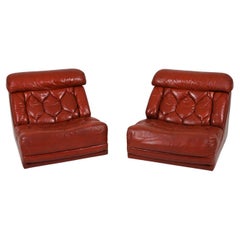 Pair of British Space Age Modular Leather Lounge Chairs by Tetrad