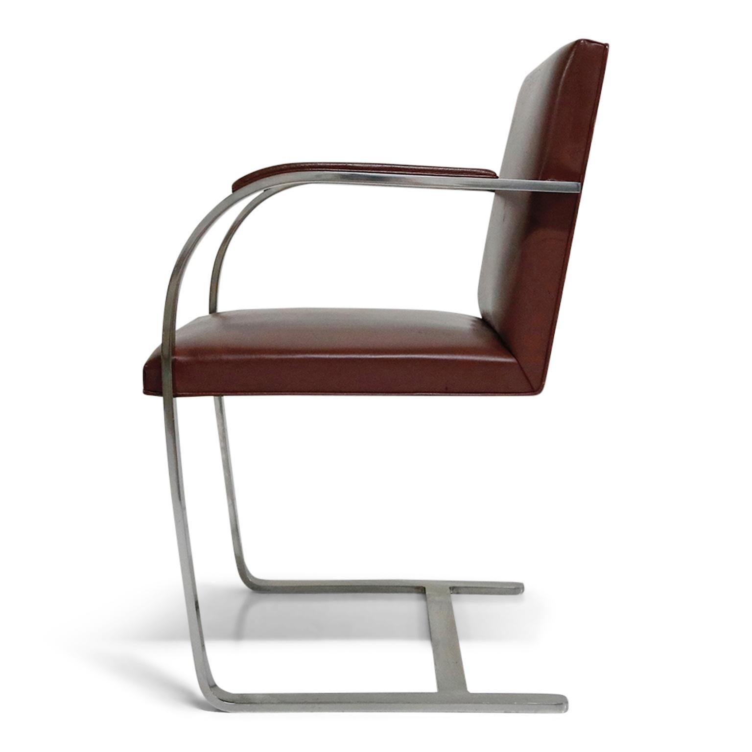 Mid-Century Modern Pair of 'Brno' Chairs by Mies van der Rohe for Knoll International, Signed