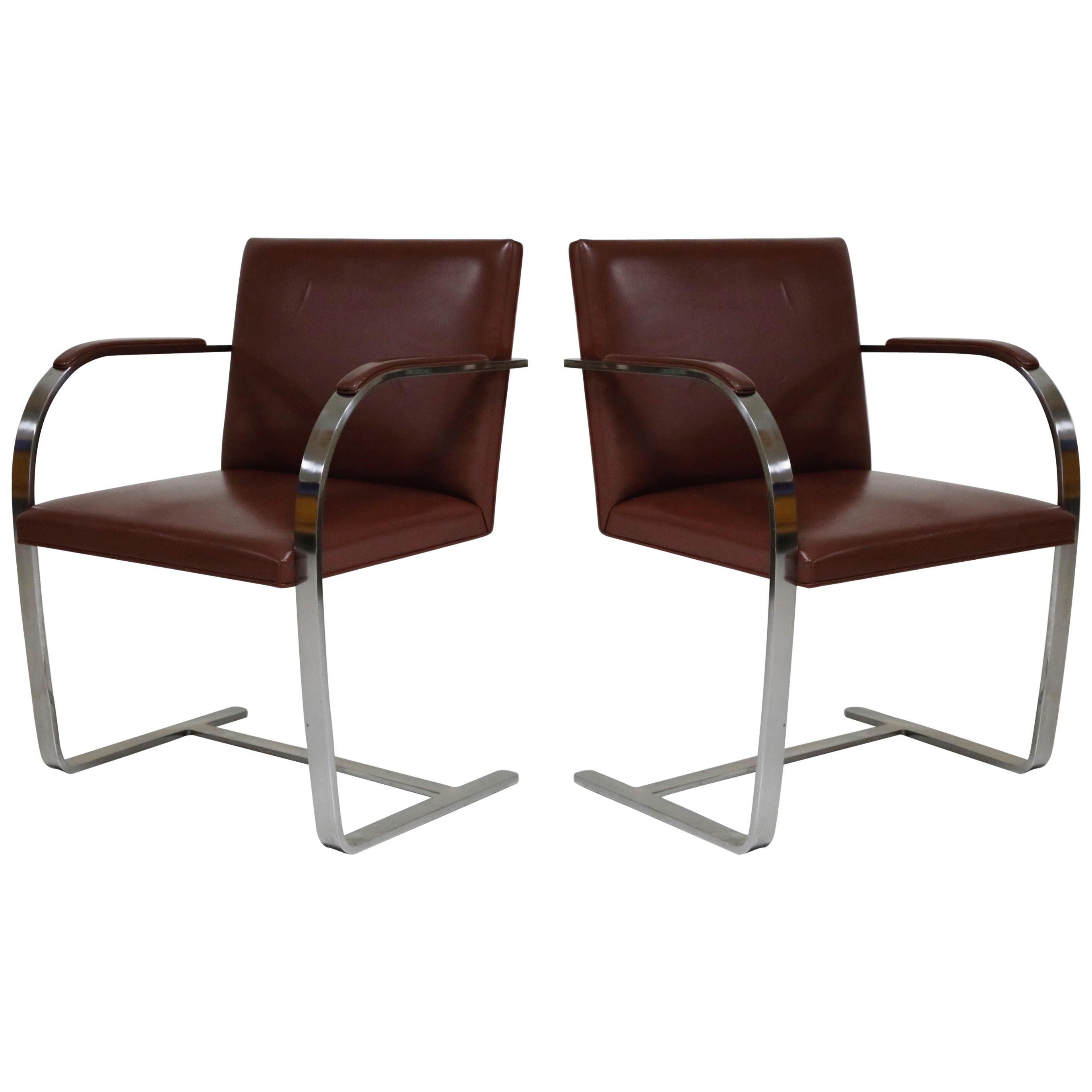 Pair of 'Brno' Chairs by Mies van der Rohe for Knoll International, Signed