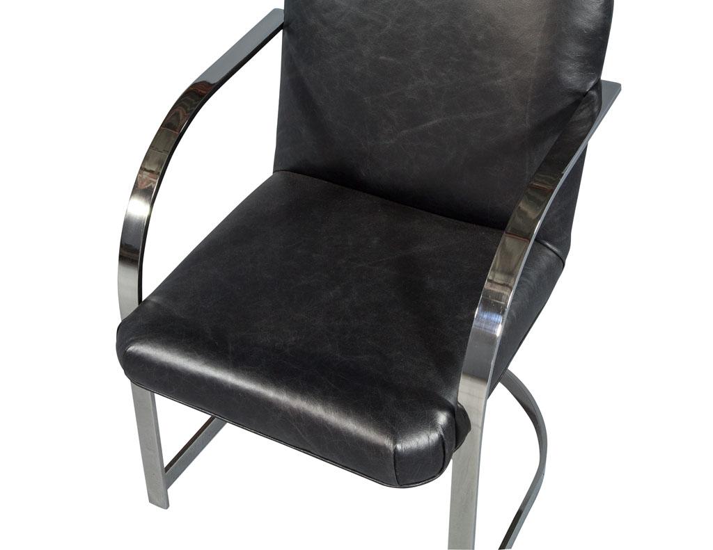 Stainless Steel Pair of Brno Flat Bar Chairs in the Manner of Mies van der Rohe For Sale
