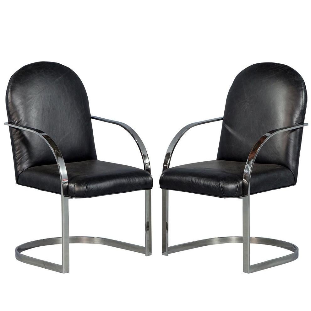 Pair of Brno Flat Bar Chairs in the Manner of Mies van der Rohe For Sale