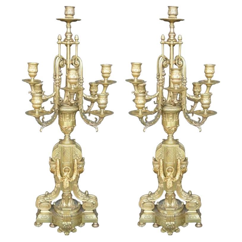 Pair of Bronze 19th Century Candelabras