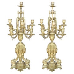 Antique Pair of Bronze 19th Century Candelabras