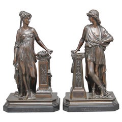 Pair of Bronze 19th Century Classical Figures