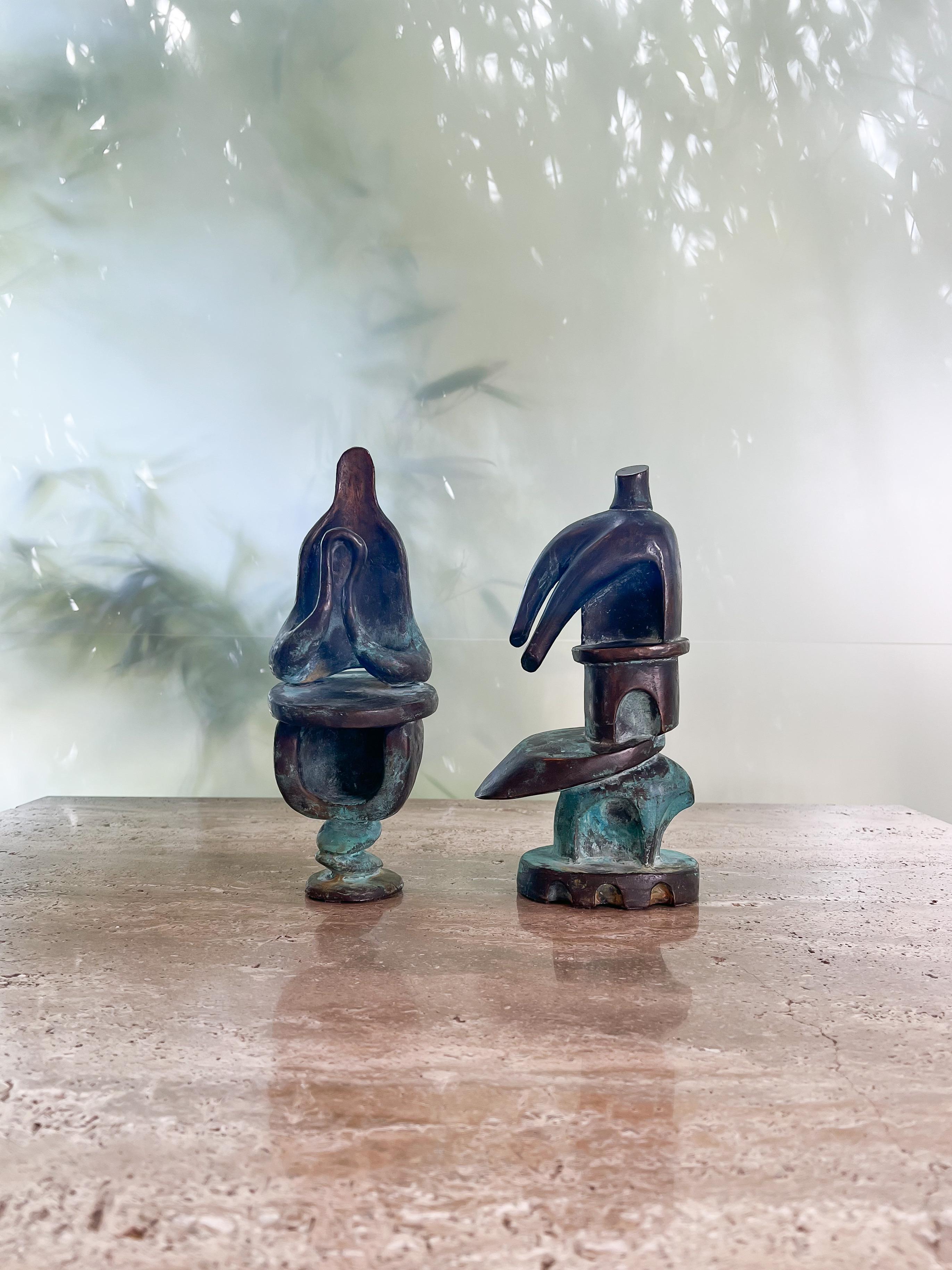 Paire de sculptures abstraites en bronze en vente 11