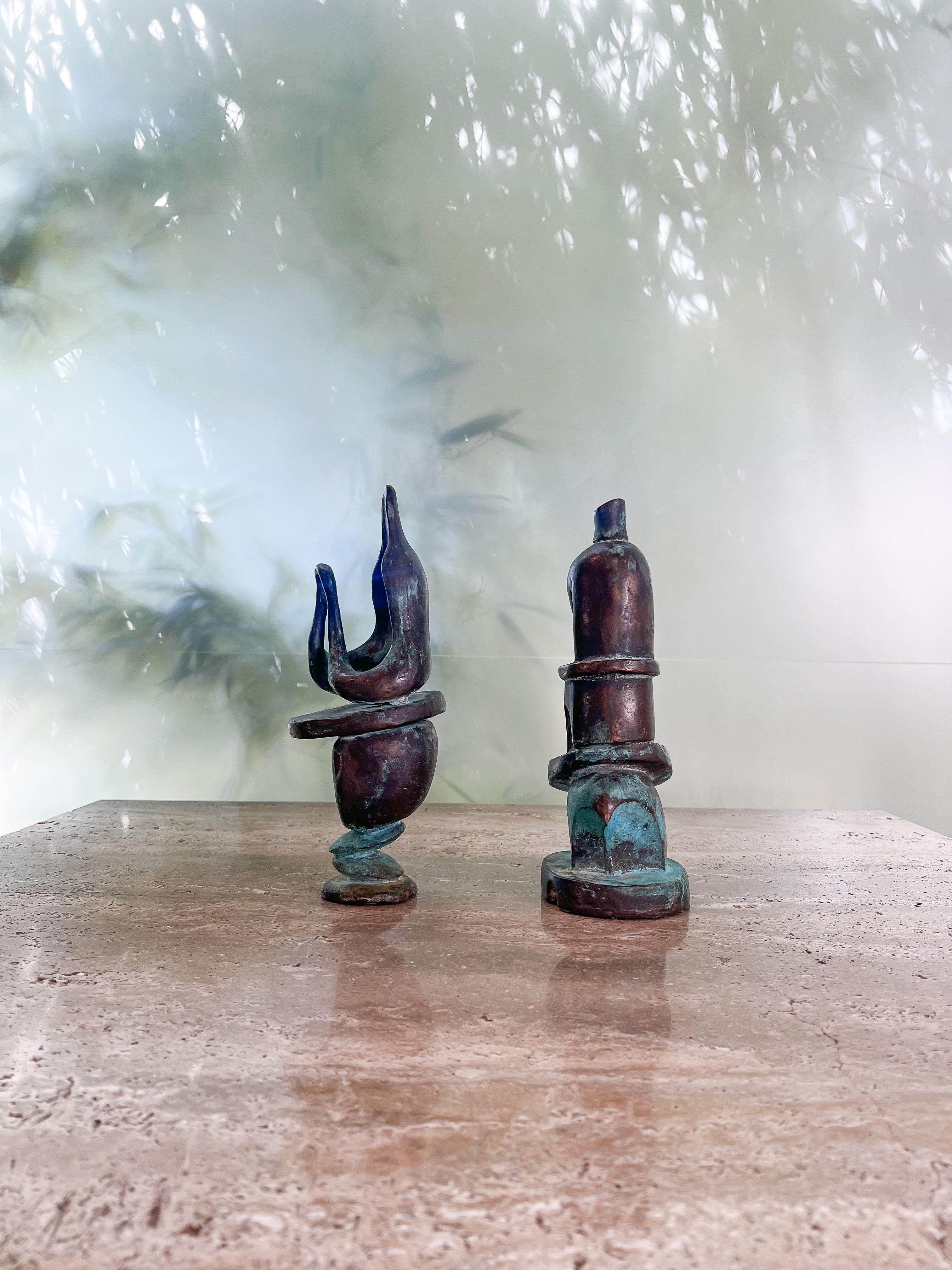 Paire de sculptures abstraites en bronze en vente 13