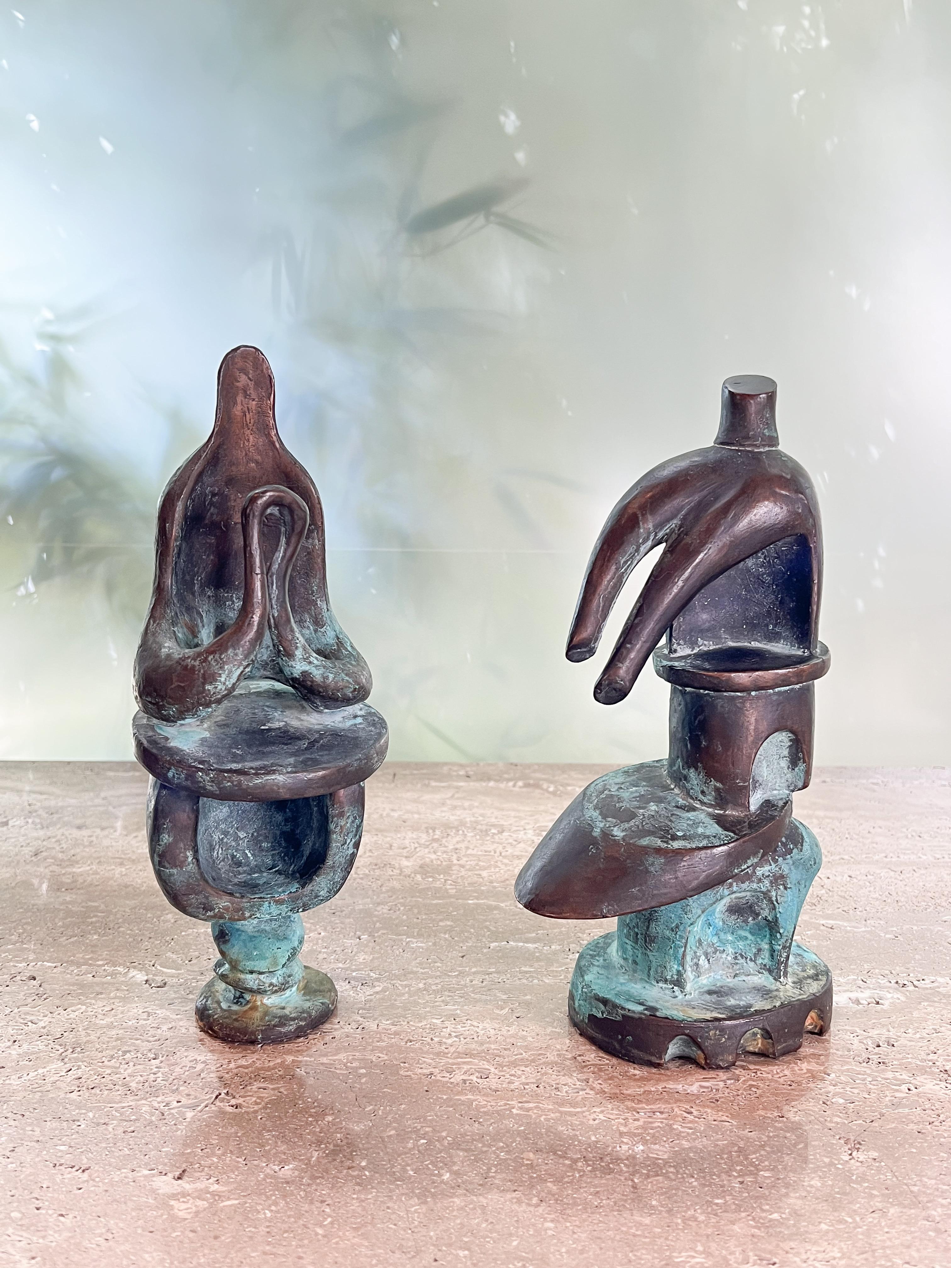 Paire de sculptures abstraites en bronze en vente 14