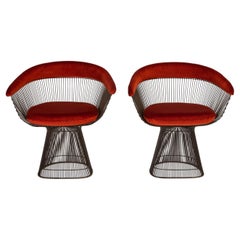 Pair of Bronze Accent Chairs by Warren Platner for Knoll