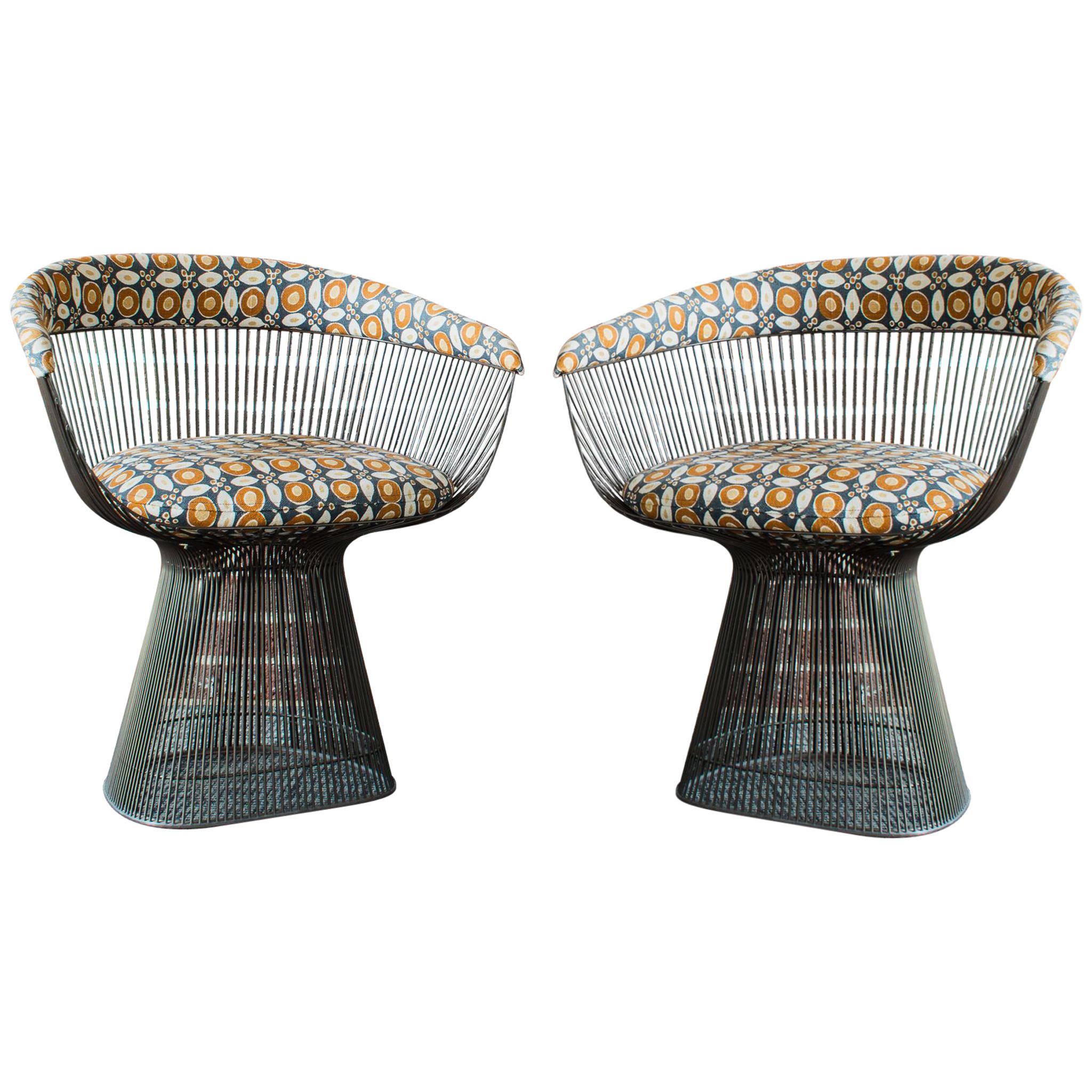 Pair of Bronze Accent Chairs by Warren Platner for Knoll
