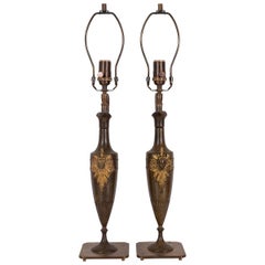 Pair of Bronze Amphora Shaped Table Lamps