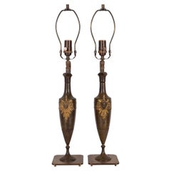 Vintage Pair of Bronze Amphora Shaped Table Lamps