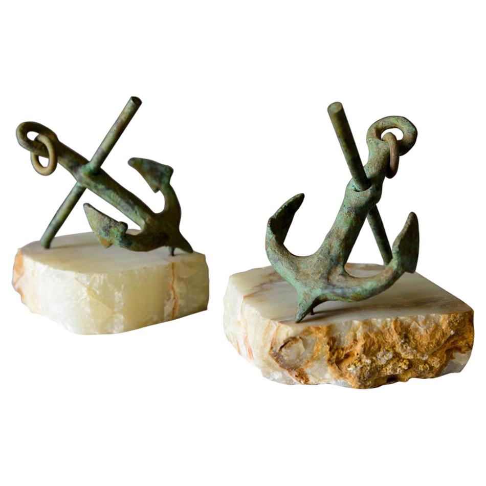 Pair of Bronze Anchor Bookends by Curtis Jere, circa 1970
