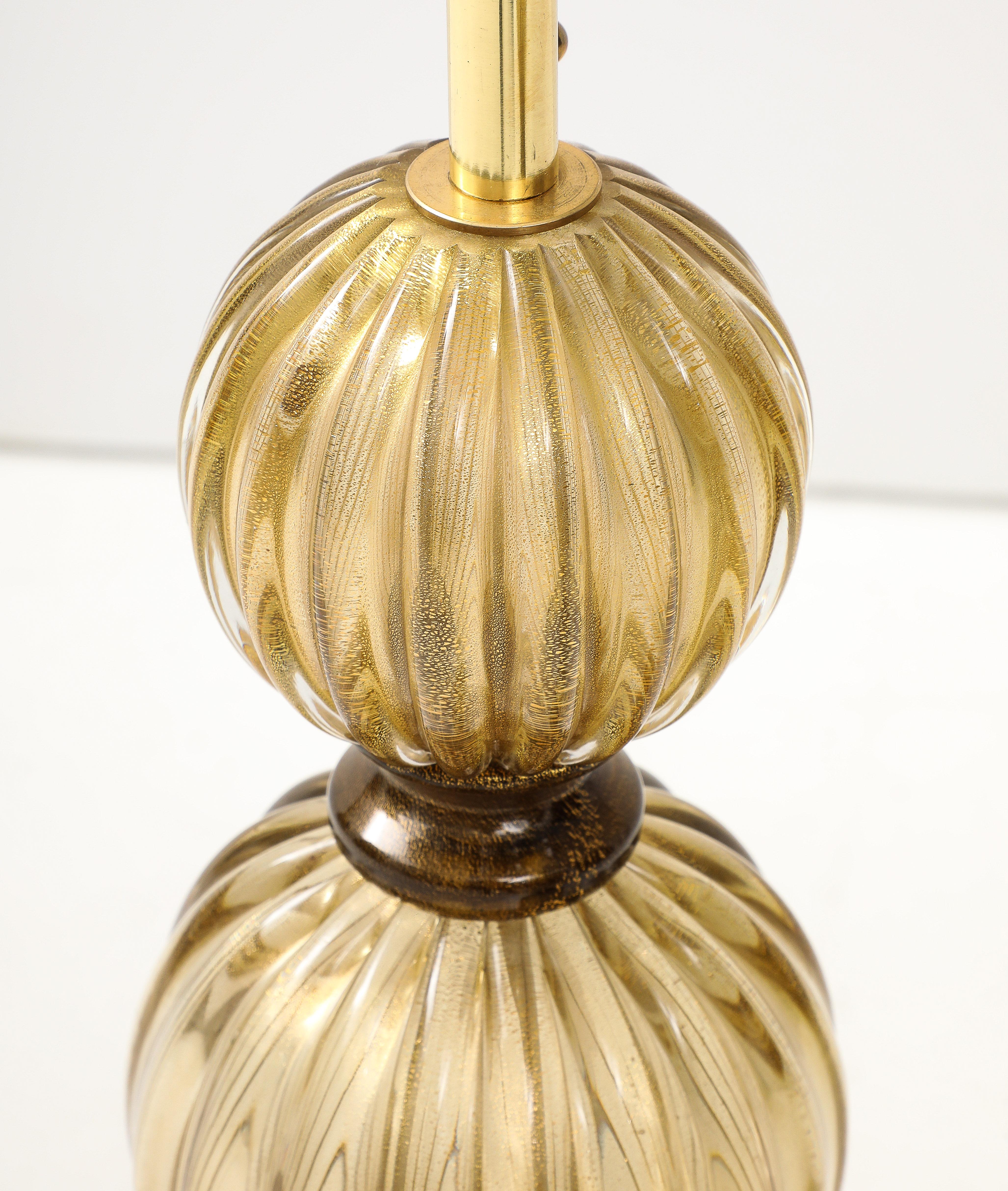 Pair of Bronze and 23-Karat Gold Infused Murano Glass Lamps, Italy, 2024 6