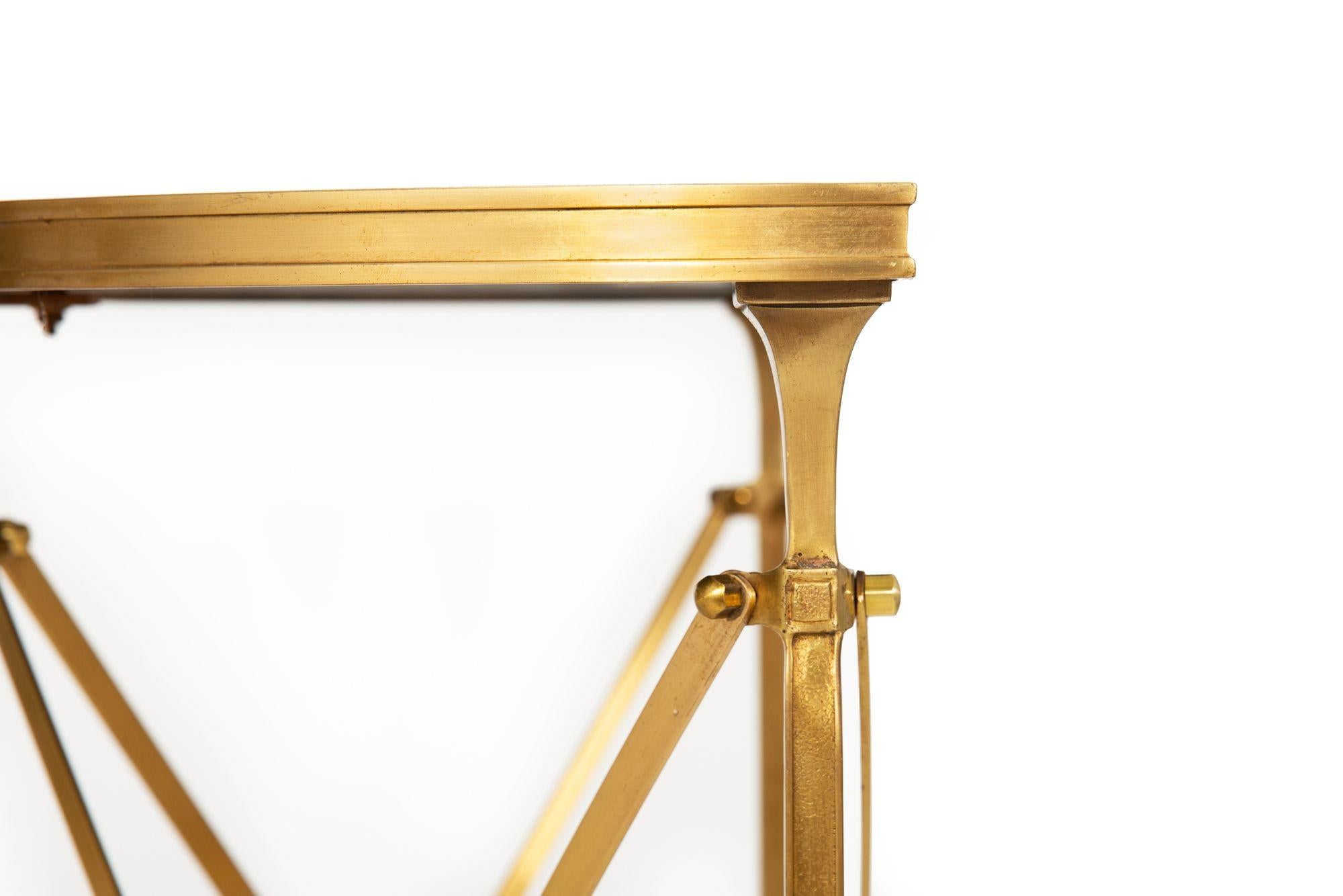 Pair of Bronze and Black Granite Demilune Console Tables, Manner of Jansen For Sale 8