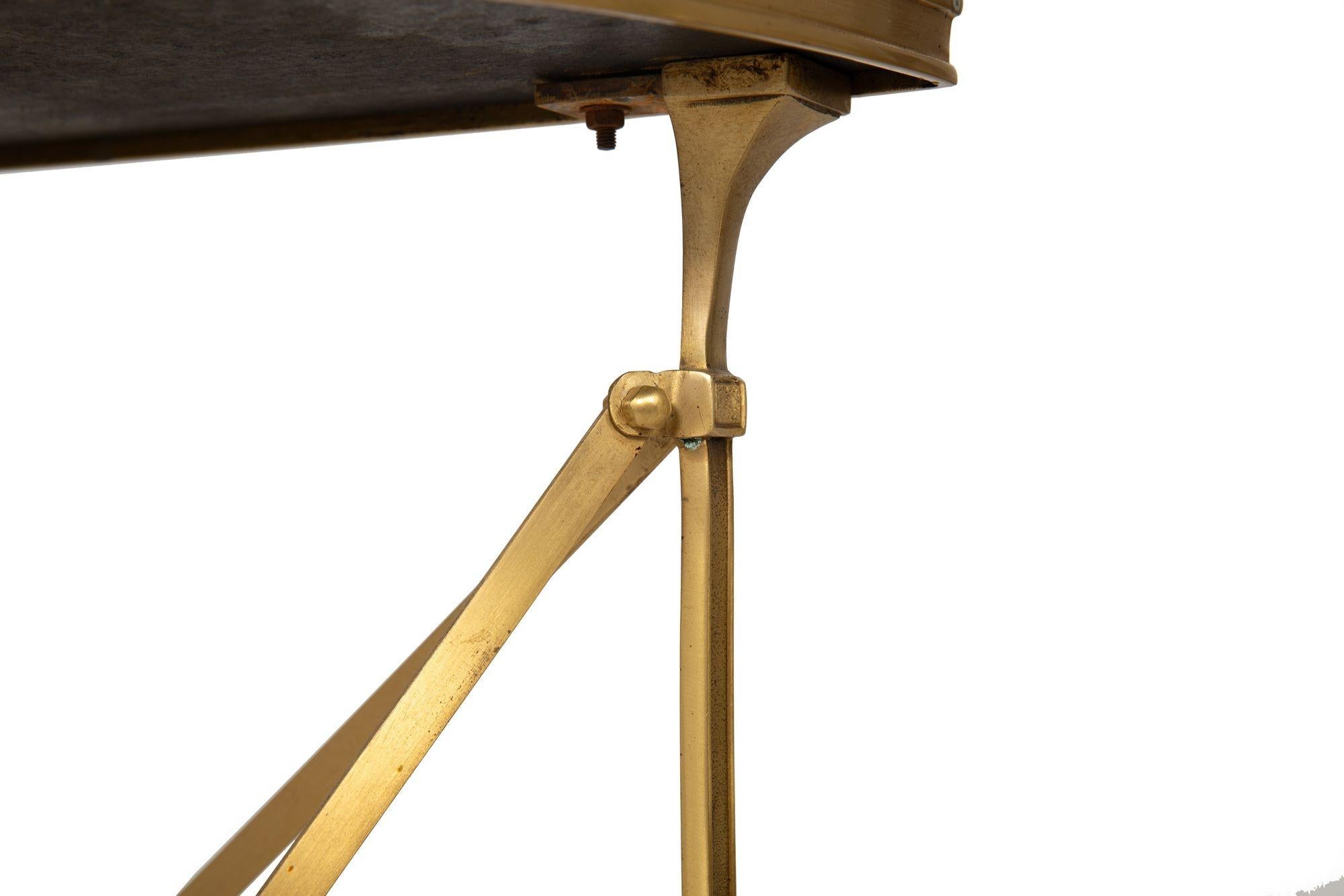 Pair of Bronze and Black Granite Demilune Console Tables, Manner of Jansen For Sale 9