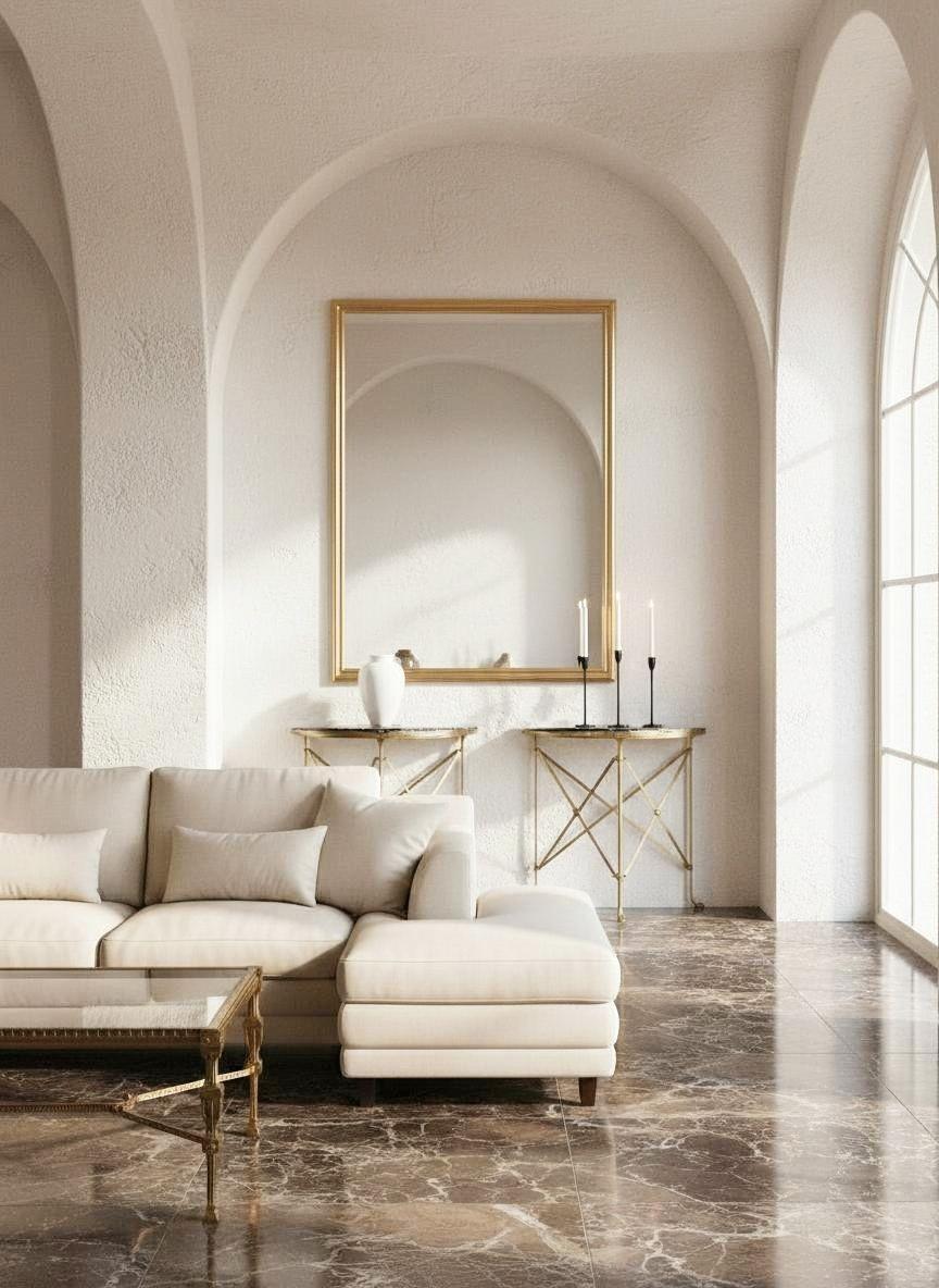 PAIR OF HOLLYWOOD REGENCY GILT BRONZE AND BLACK GRANITE DEMILUNE CONSOLE TABLES
Manner of Maison Jansen
Probably France, circa 1950

26 3/8