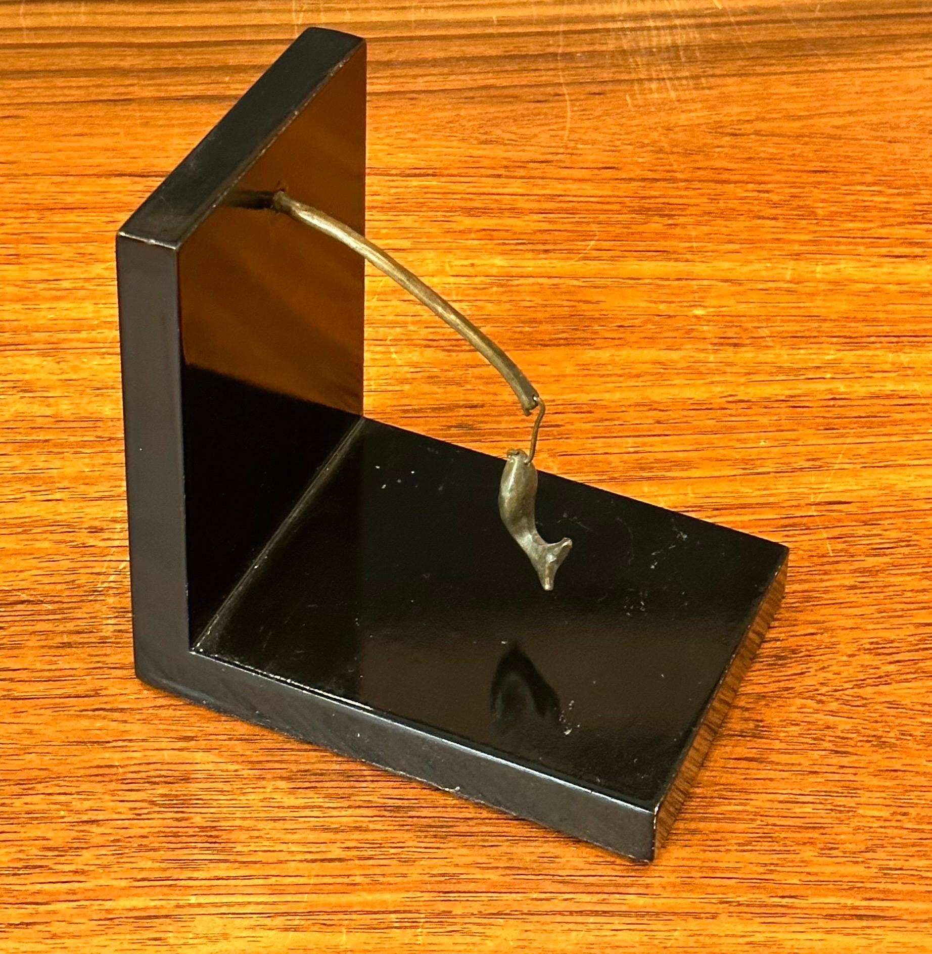 Pair of Bronze and Black Lacquer Fisherman Bookends For Sale 4
