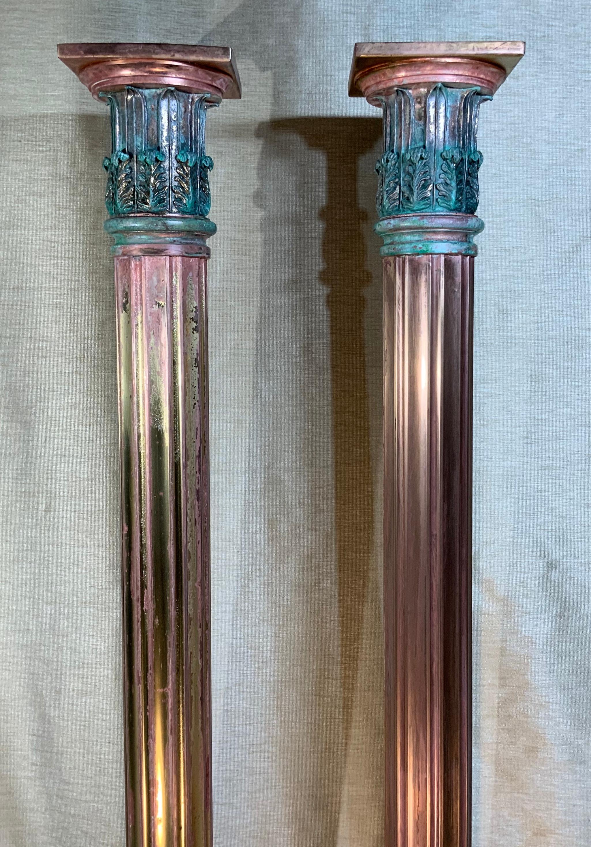 Pair of Bronze and Brass Neoclassical Style Columns For Sale 3