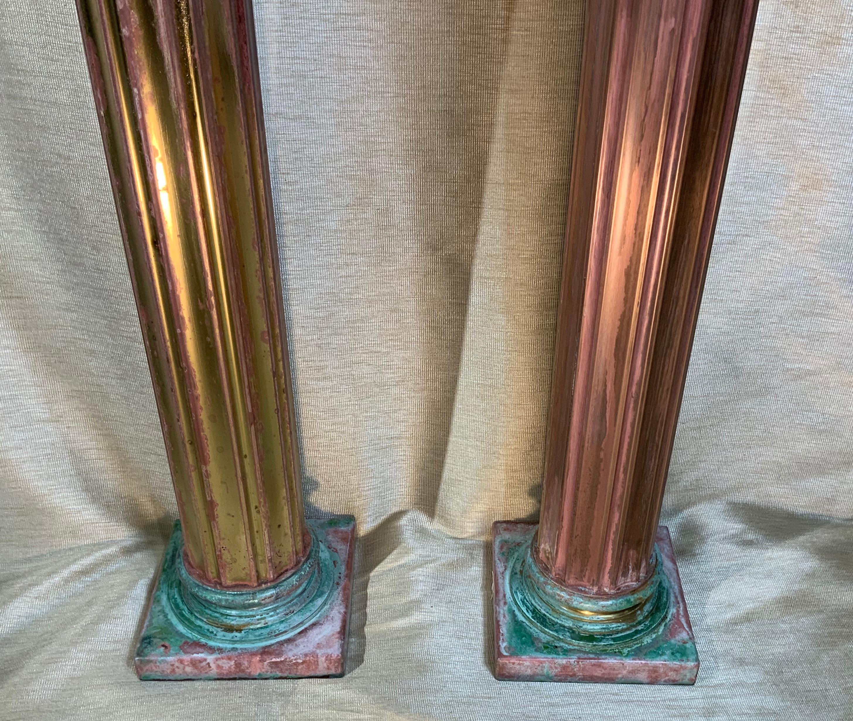 Pair of Bronze and Brass Neoclassical Style Columns For Sale 5