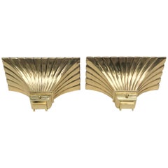 Pair of Bronze and Brass Torchiere Sconces