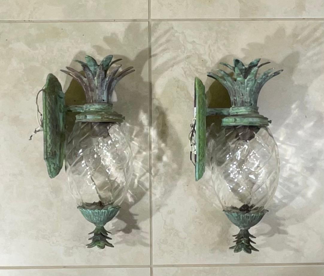 Pair of Bronze and Brass Wall Lantern or Wall Sconces 4