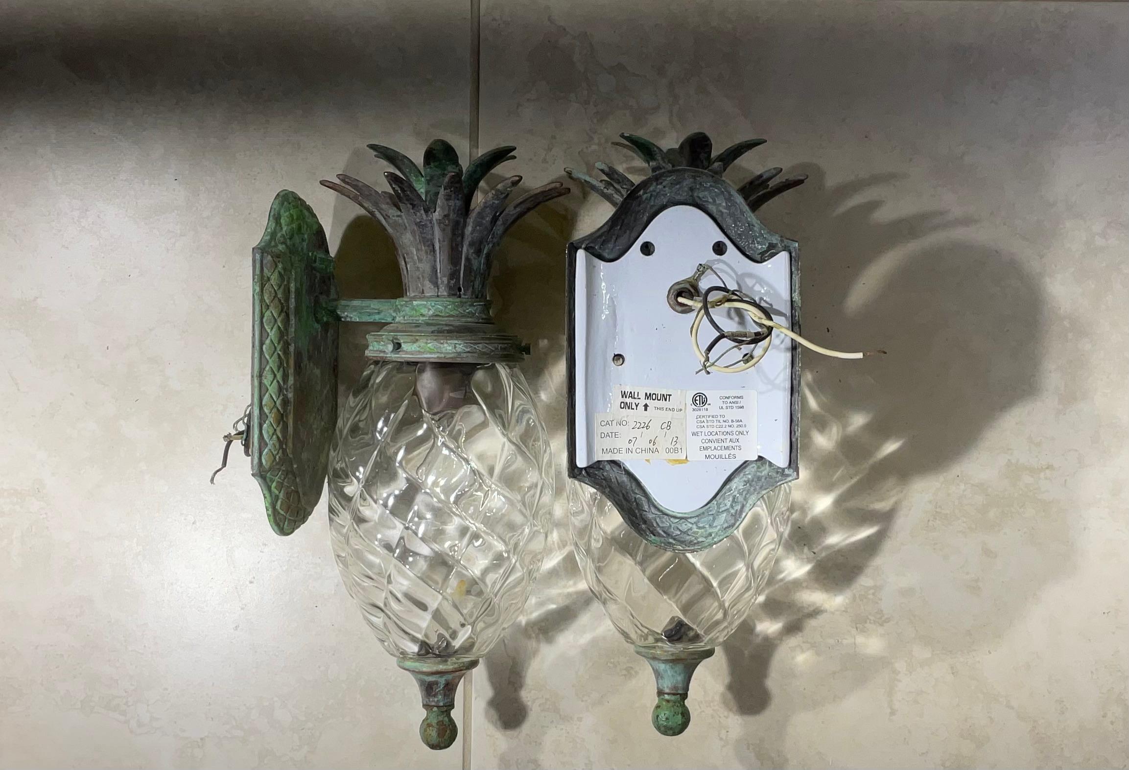 Pair of Bronze and Brass Wall Lantern or Wall Sconces For Sale 3