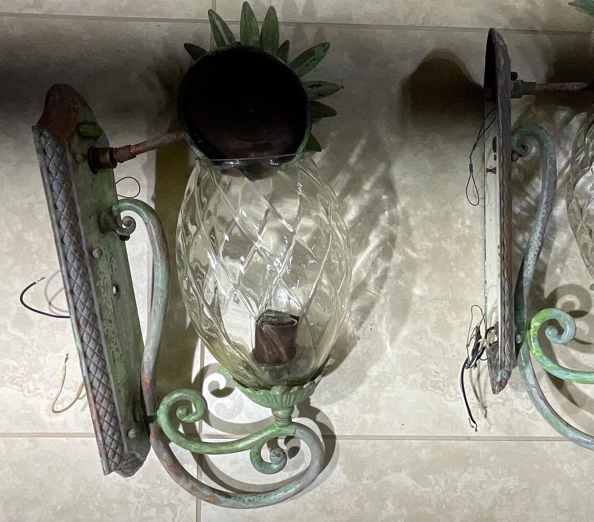 Pair of Bronze and Brass Wall Lantern or Wall Sconces  5