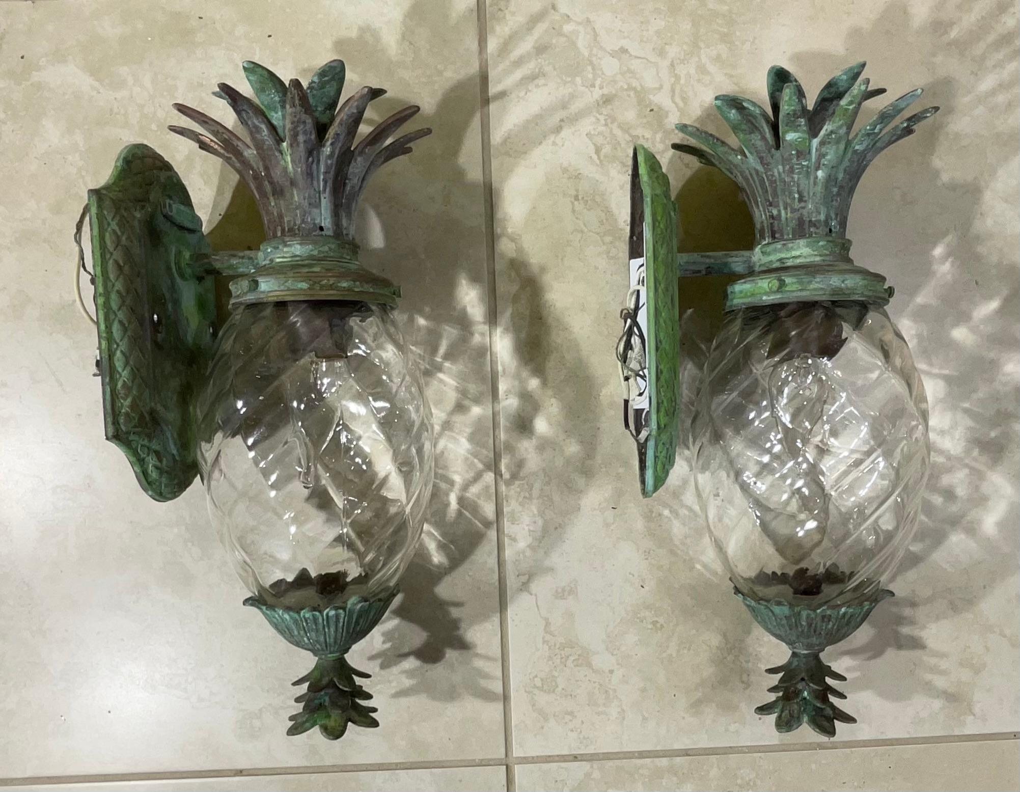Pair of Bronze and Brass Wall Lantern or Wall Sconces 5