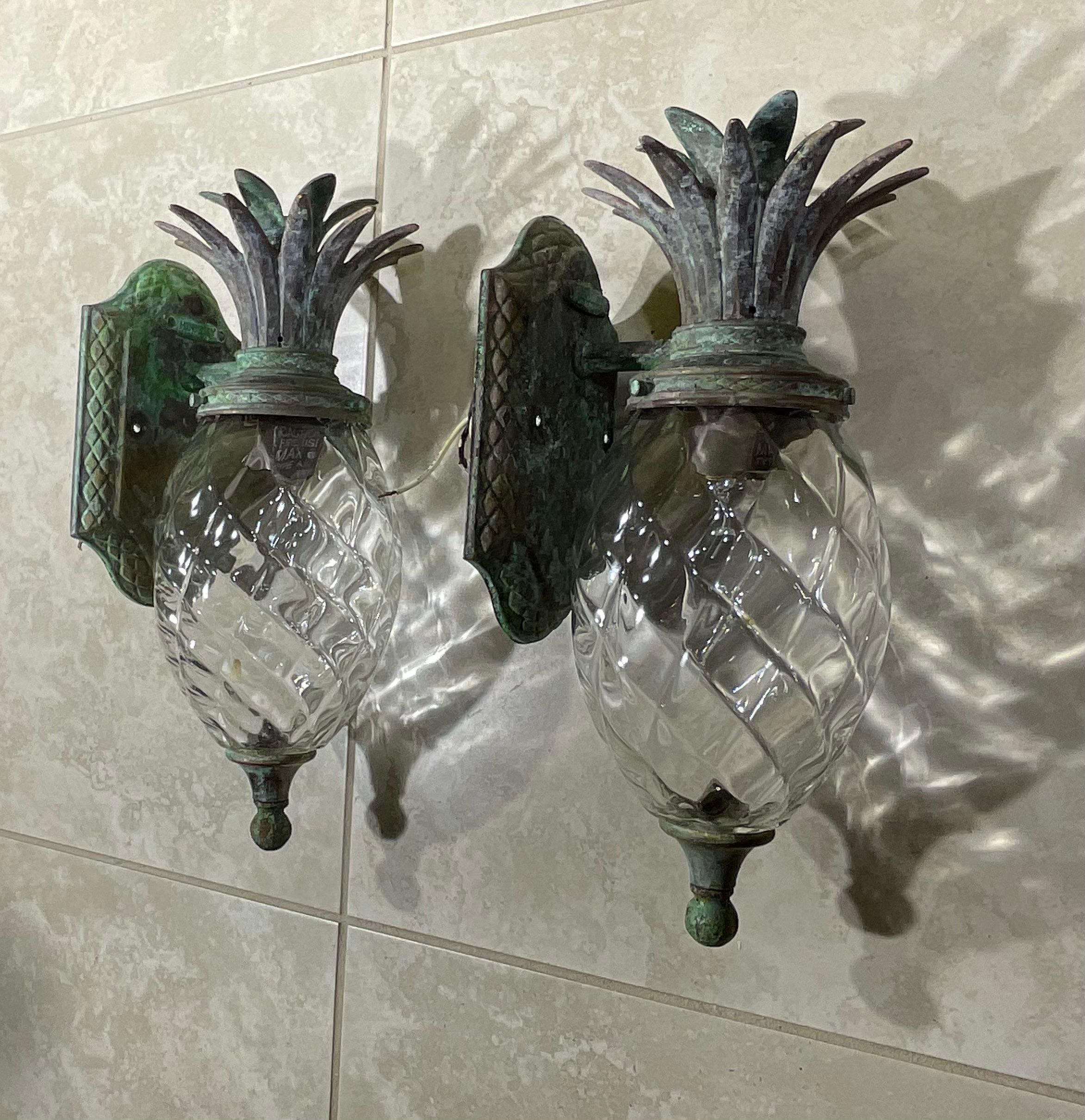 Pair of Bronze and Brass Wall Lantern or Wall Sconces For Sale 4