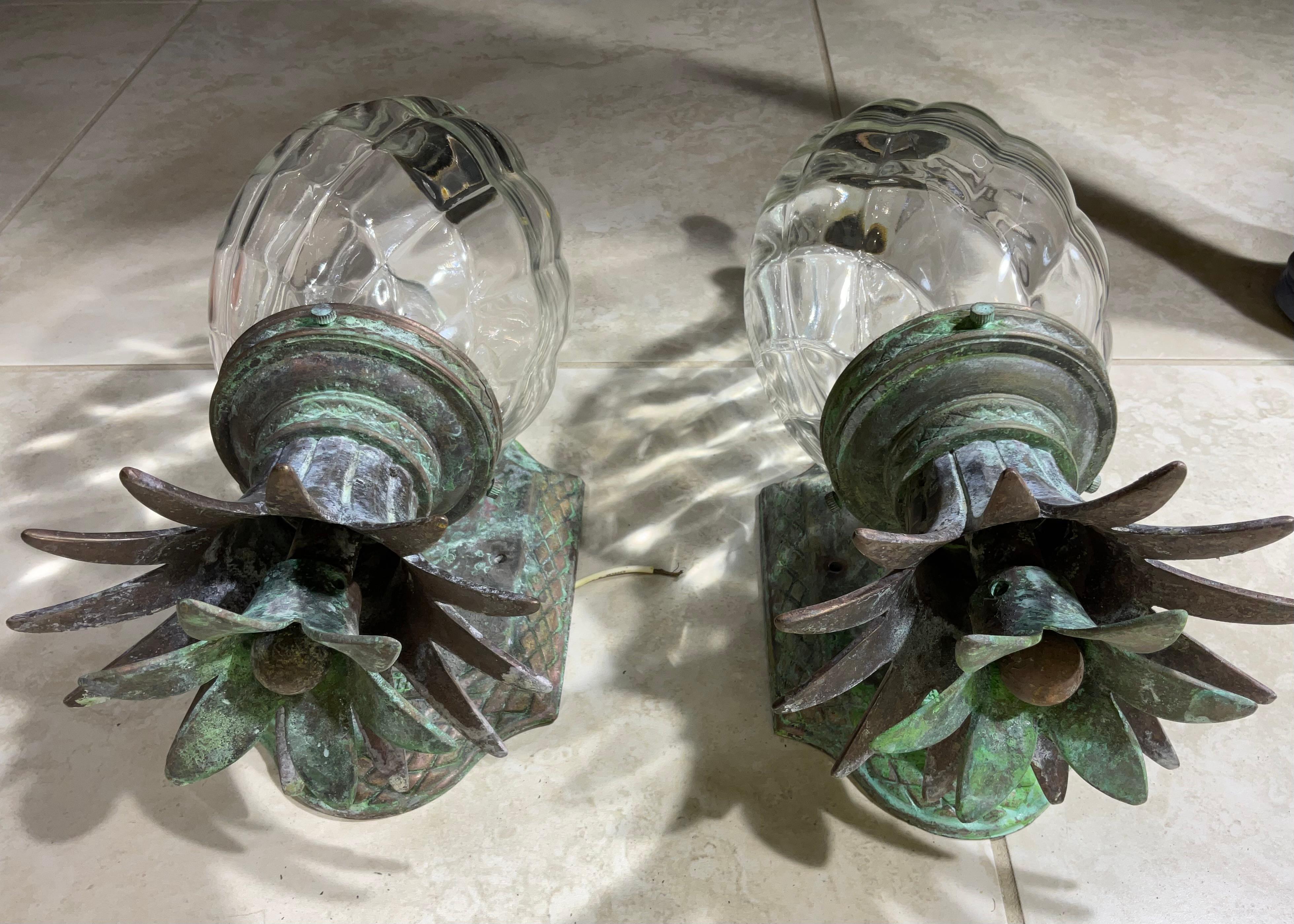 Pair of Bronze and Brass Wall Lantern or Wall Sconces For Sale 5