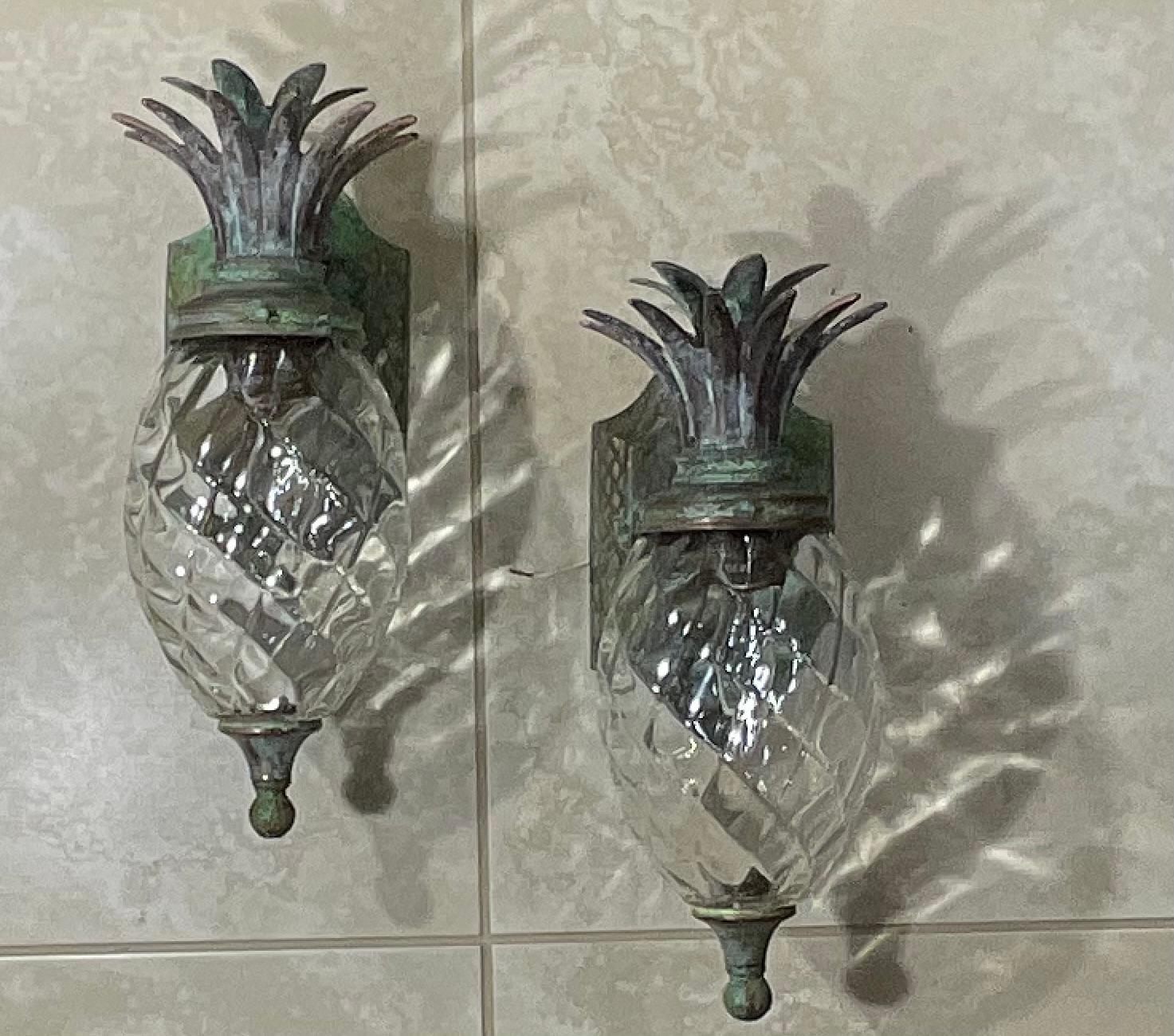 Pair of Bronze and Brass Wall Lantern or Wall Sconces For Sale 6