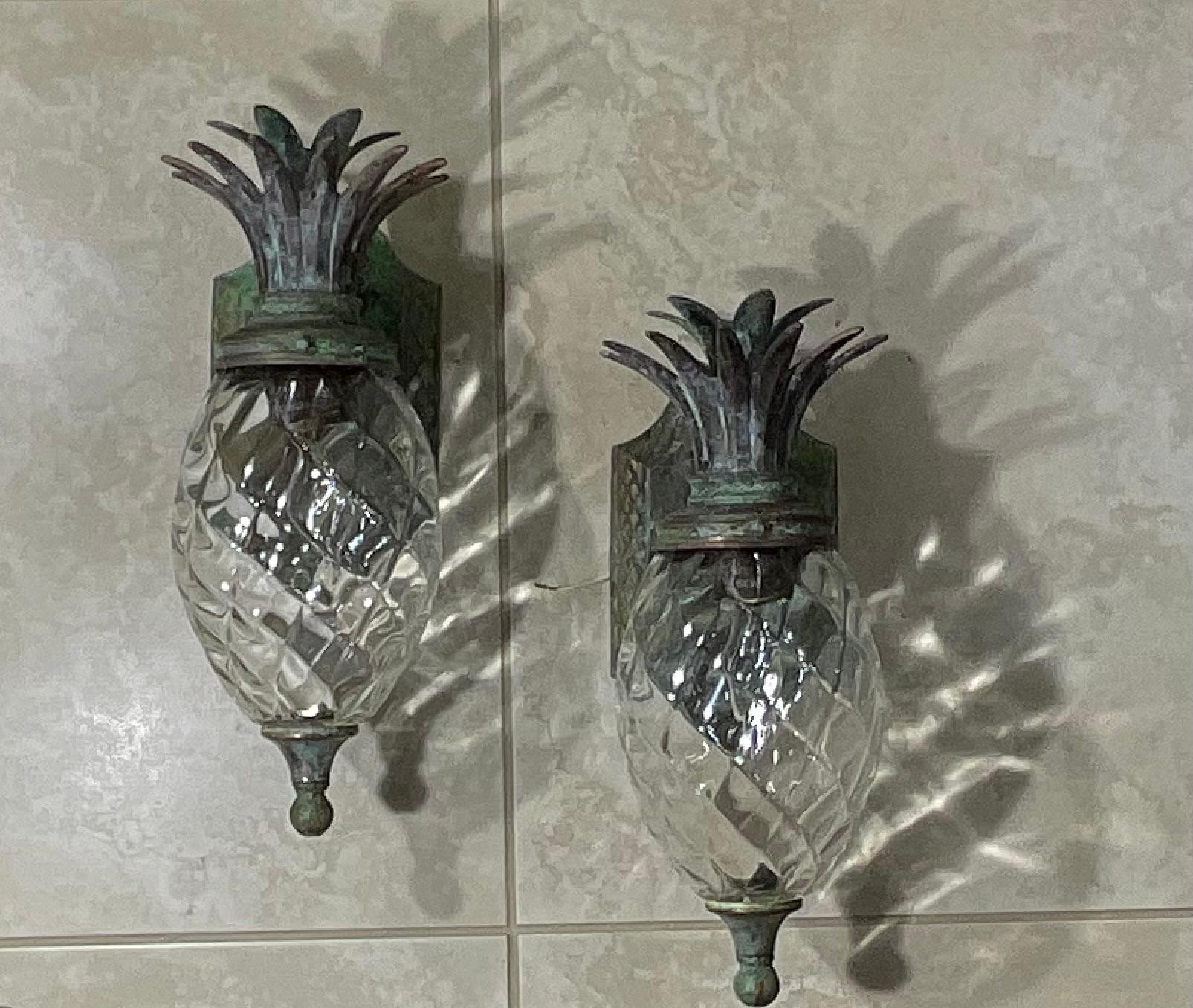 Pair of Bronze and Brass Wall Lantern or Wall Sconces For Sale 7
