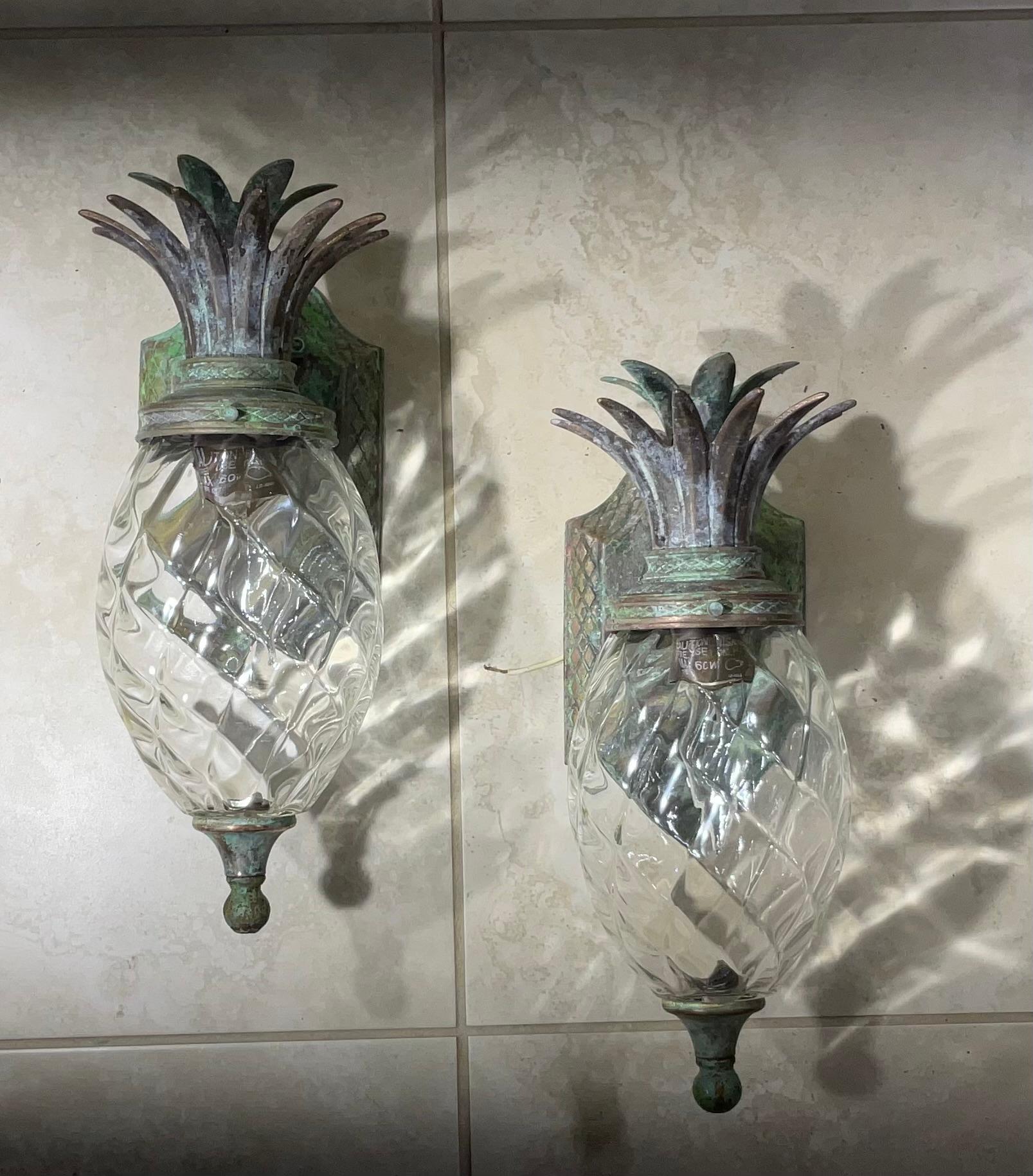 Pair of Bronze and Brass Wall Lantern or Wall Sconces For Sale 8
