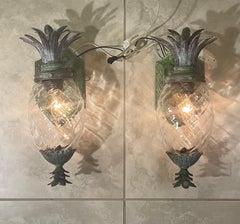 Pair of Bronze and Brass Wall Lantern or Wall Sconces